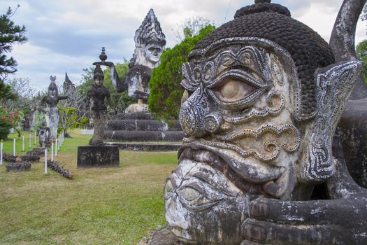 Xieng Khuan park, Laos, December 2011: sculptures in Buddha Park in Vientiane