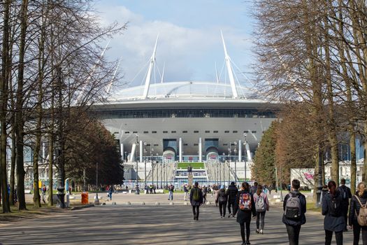 April 29, 2018, St. Petersburg, Russia. Krestovsky Stadium, known as Gazprom Arena in St. Petersburg.