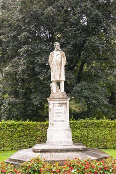 Graz, Austria. August 2020.  Moritz Ritter von Franck statue in Stadt park, creator of Stadtpark.