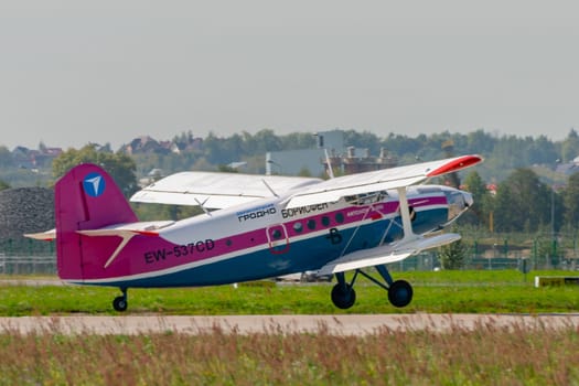 August 30, 2019. Zhukovsky, Russia. Light multi-purpose aircraft Antonov AN-2-100 at the International Aviation and Space Salon MAKS 2019.