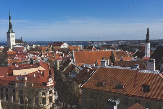 21 April 2018 Tallinn, Estonia. View of the Old town from the observation deck
