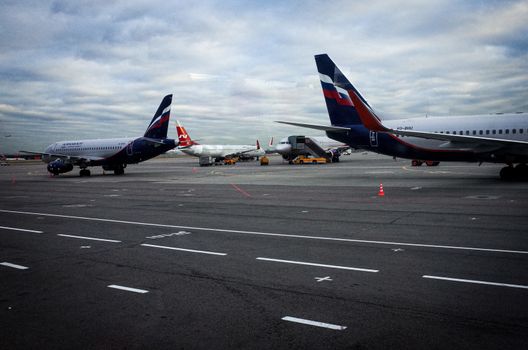 October 29, 2019, Moscow, Russia. Planes Aeroflot - Russian Airlines  at the Sheremetyevo International Airport in Moscow.