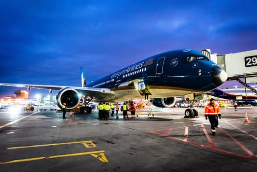October 29, 2019, Moscow, Russia. Plane 
Airbus A350-900 Vietnam Airlines at Sheremetyevo airport in Moscow.