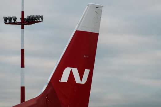 October 29, 2019, Moscow, Russia. Plane Nordwind Airlines at Sheremetyevo airport in Moscow.
