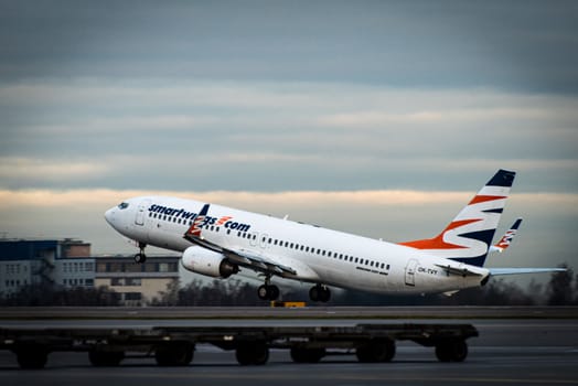 October 29, 2019, Moscow, Russia. Plane Boeing 737-800 Smartwings Airlines at Sheremetyevo airport in Moscow.