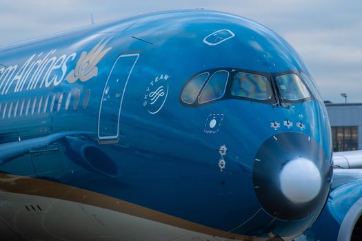 October 29, 2019, Moscow, Russia. Plane 
Airbus A350-900 Vietnam Airlines at Sheremetyevo airport in Moscow.