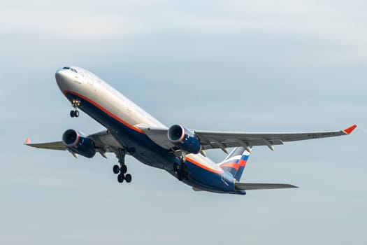 October 29, 2019, Moscow, Russia. Plane Airbus A330-300 Aeroflot - Russian Airlines at Sheremetyevo airport in Moscow.