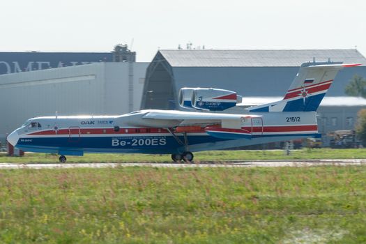 August 30, 2019. Zhukovsky, Russia. Multipurpose amphibious aircraft Beriev Be-200 Altair  at the International Aviation and Space Salon MAKS 2019.