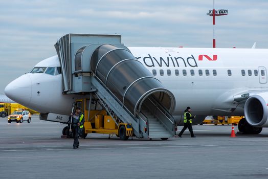 October 29, 2019, Moscow, Russia. Plane 
Boeing 737-800 Nordwind Airlines at Sheremetyevo airport in Moscow.