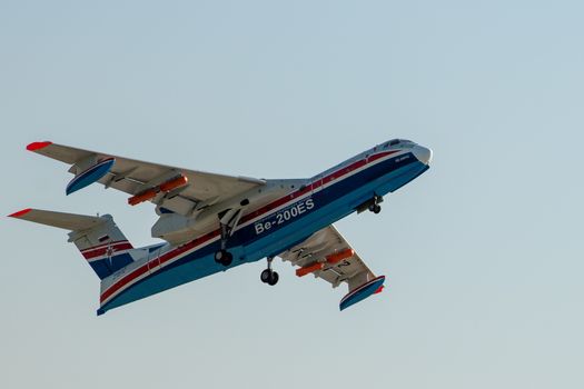 August 30, 2019. Zhukovsky, Russia. Multipurpose amphibious aircraft Beriev Be-200 Altair  at the International Aviation and Space Salon MAKS 2019.