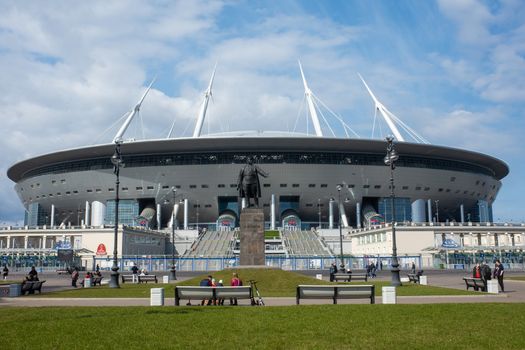 April 29, 2018, St. Petersburg, Russia. Krestovsky Stadium, known as Gazprom Arena in St. Petersburg.