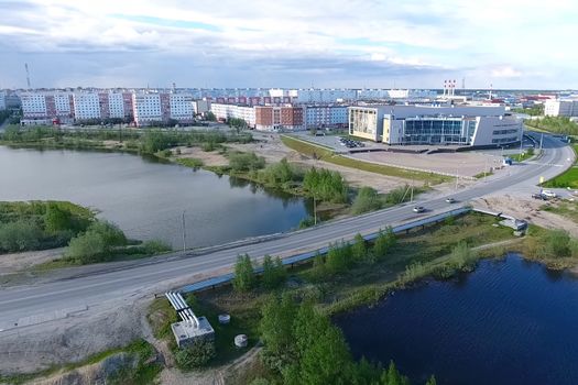 A city in Siberia, New Urengoy. View of the city from above.