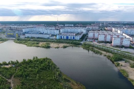A city in Siberia, New Urengoy. View of the city from above.