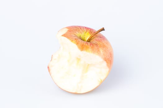 Organic bitten apple isolated on white background