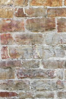 Stone wall pattern. Close up of big concrete bricks outside.