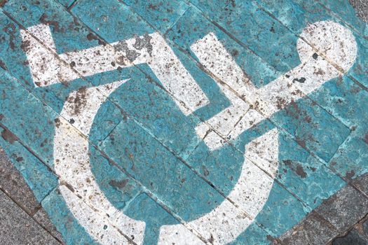 Disability symbol painted on the floor