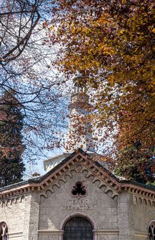 Ancient temple crematorium in a monumental graveyard Italian.