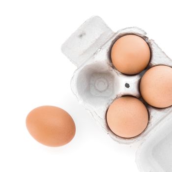 Brown eggs in carton with White background