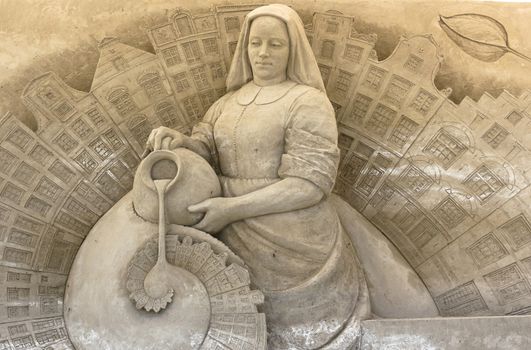 Jesolo, Italy, July 19 2016: sand sculptures exhibition in Jesolo (VE) ITALY. Theme of the show: the European capitals.