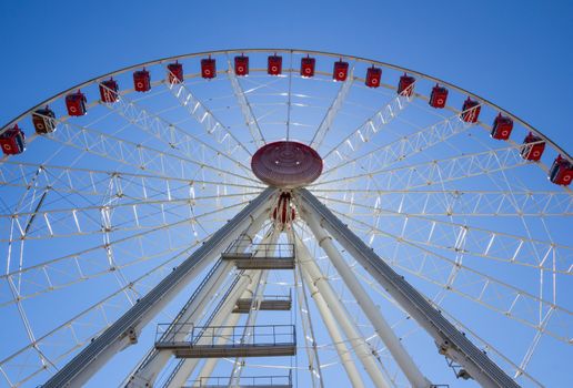 Jesolo, Italy, July 19 2016: ferris wheel on blue sky background.