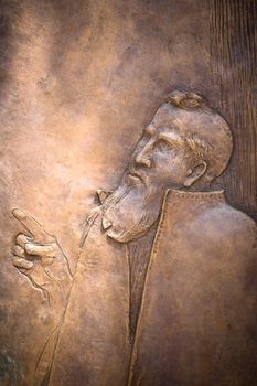 Details of a bronze engraving depicting an religious icon