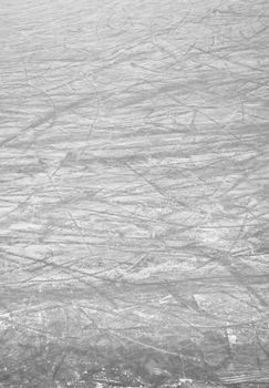 Scratches of skates on the ice of skating-rink. Ideal for concepts and backgrounds.