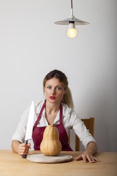 woman with a pumpkin