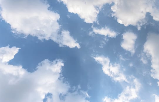 Beautiful blue sky with cloud formations. Background.