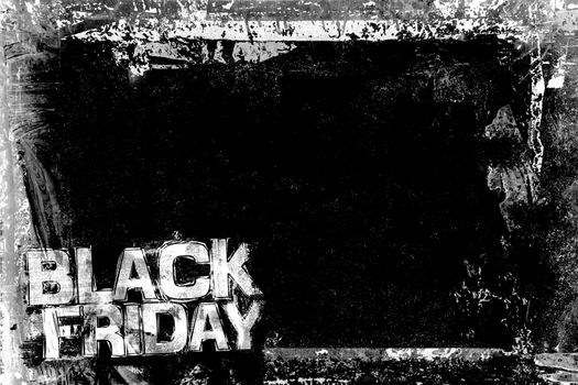 Black Friday Grunge Background with grungy frame and remains of scotch tape and cellophane. Fully editable. Dirty artistic design element, box, frame for text. Doodle frame.