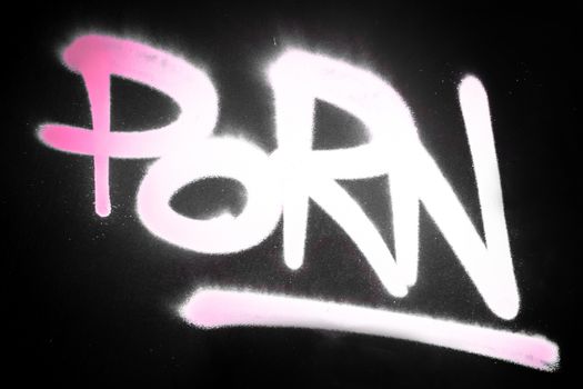 The word "PORN" written on grungy black background. Ideal for creative concepts.