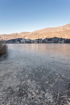 Endine lake completely frozen. Endine Gaiano (BG) ITALY - January 22, 2019.