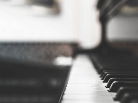 Vintage Piano keyboard with selective focus