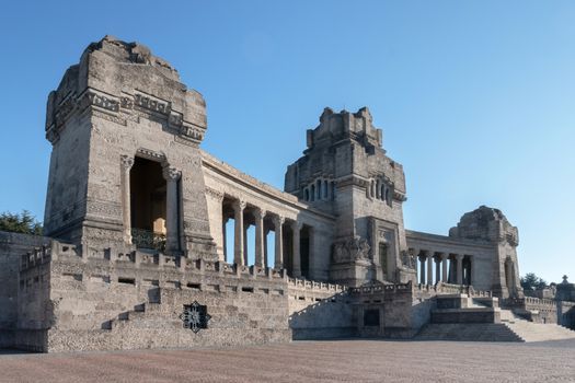 The monumental cemetery of Bergamo is the main cemetery of the city of Bergamo. Built between 1896 and 1913 in an eclectic style in the Borgo Palazzo district. Bergamo, ITALY - February 21, 2020.