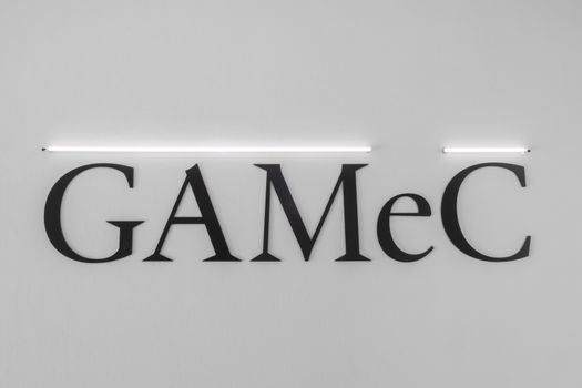 Logo of The Gallery of Modern and Contemporary Art (GAMeC - Galleria d'Arte Moderna e Contemporanea). Bergamo, ITALY - May 06, 2019