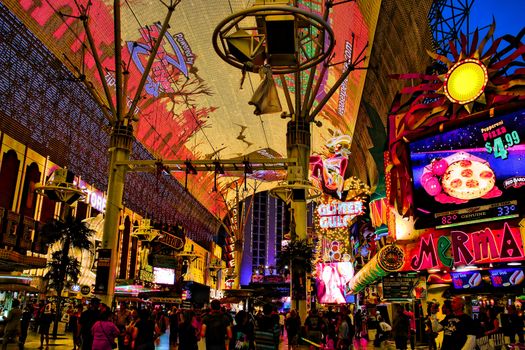 Las Vegas,NV/USA - Sep 12,2018 : The Fremont Street Experience in Las Vegas, Nevada. The Fremont Street Experience is a pedestrian mall and attraction in downtown Las Vegas.