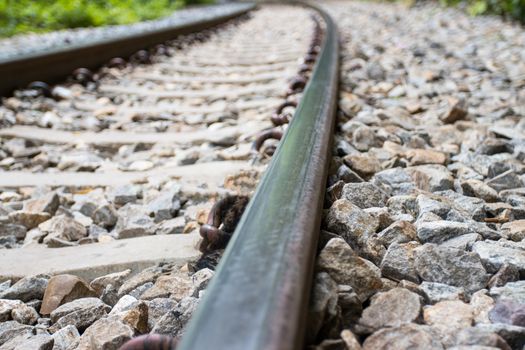 Iron Railway tracks railroad for Trains, Forward line view  