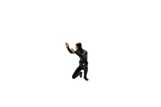 Miniature people : Scuba diver isolated on white background with clipping path