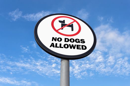 No dogs allowed sign on sky background