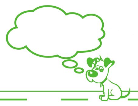 Sad puppy green flat image. Image of sad puppy with cloud fully editable. It can be used as a poster, wallpaper, design t-shirts and more.