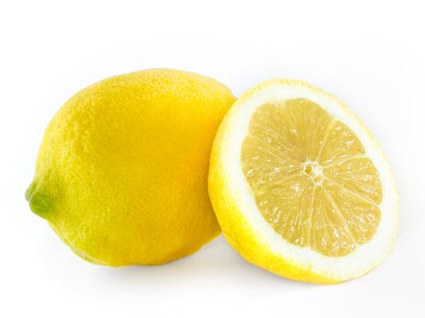 Sliced lemon fruit and lemon isolated on white background