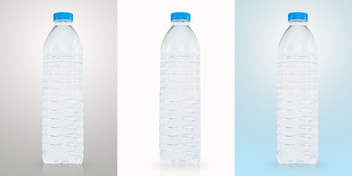 drinking water bottle with blue lid on a background