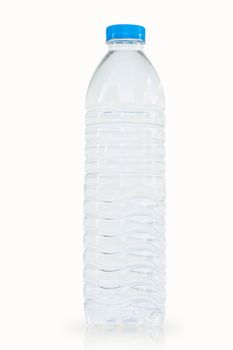 drinking water bottle with blue lid on a white background