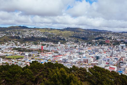 View from Mt Victoria over Wellington on a clear spring day in North Island, New Zealand