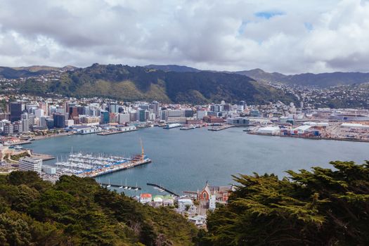 View from Mt Victoria over Wellington on a clear spring day in North Island, New Zealand