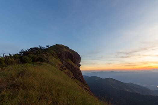 Pha Hua Sing with a view in the evening During the sunset, Doi Mon Chong, Chiang Mai.