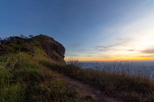 Pha Hua Sing with a view in the evening During the sunset, Doi Mon Chong, Chiang Mai.