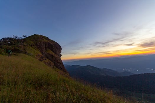 Pha Hua Sing with a view in the evening During the sunset, Doi Mon Chong, Chiang Mai.