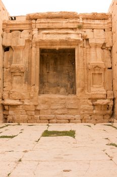 Palmyre Syria 2009 This ancient site has many Roman ruins, these standing columns shot in late afternoon sun with the citadel on the hill in the background . High quality photo