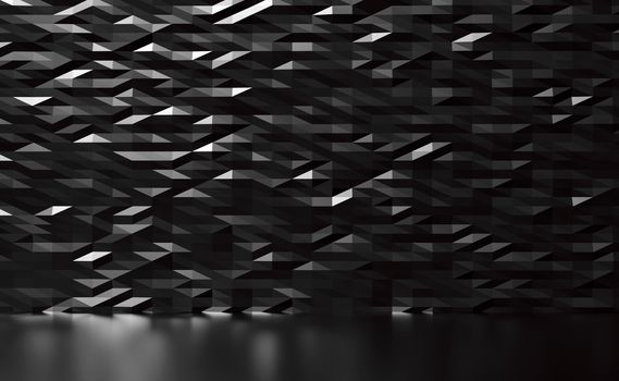 Black metal wall texture background 3D render