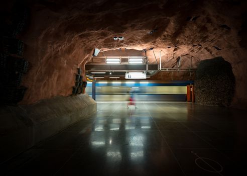 People in Stockholm underground metro station, Sweden, Scandinavia, Europe